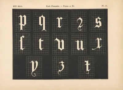Ecole‎ ‎francaise Pierre‎ ‎le‎ ‎be Alphabet‎ ‎gothique‎ ‎mineur‎ ‎avec‎ ‎const 2