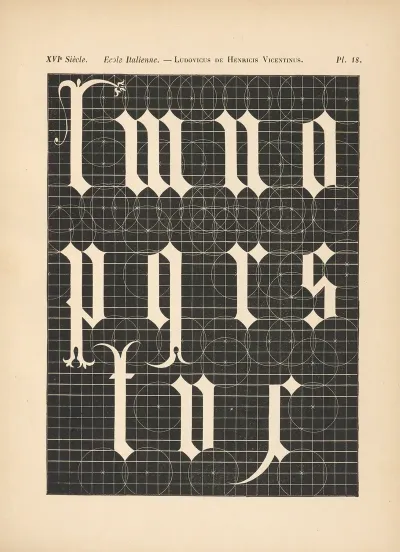 Ecole‎ ‎italienne Ludovicus‎ ‎de‎ ‎henricis‎ Vicentinus Alphabets‎ ‎gothique‎ ‎mineur‎ ‎av