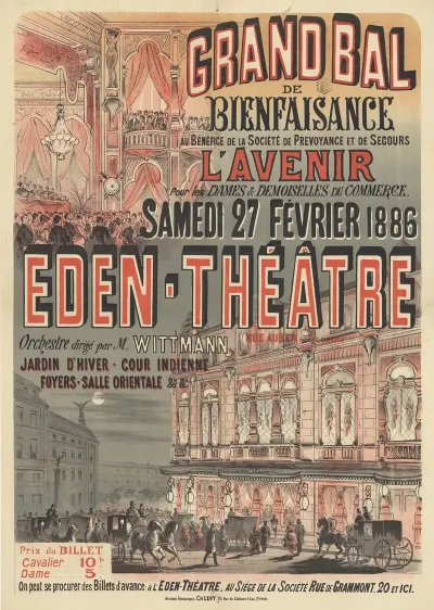 Eden Theatre Grand Bal De Bienfaisance Au Benefice De La Societe De Prevoyance Et De Secours