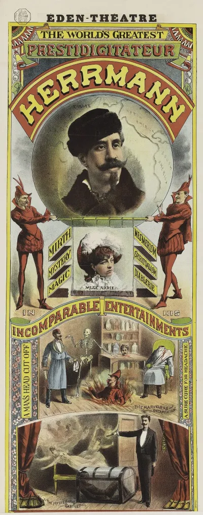 Eden Theatre The Worlds Greatest Prestidigitateur Herrmann Mirth Mystery Magic Mesmerism Spiritualism Diableri