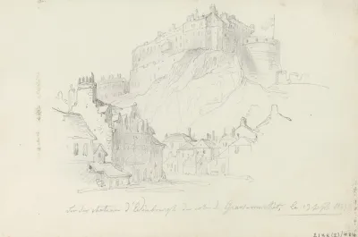Edinburgh Castle Seen From Grassmarket