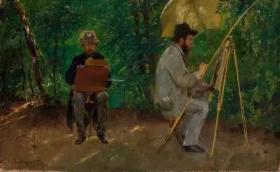 Edmund Kanoldt Und Emil Lugo Im Freien Malend