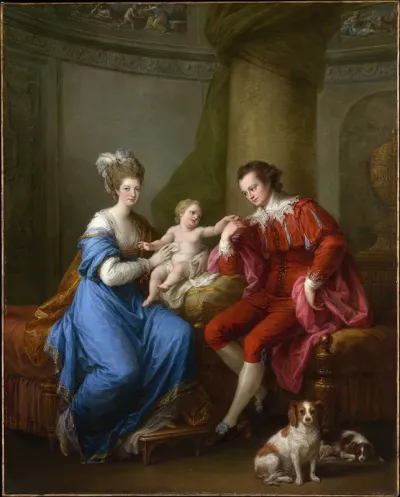 Edward Smith Stanley Twelfth Earl Of Derby With His First Wife Lady Elizabeth Hamilton And Their Son Edward Smith Stanley