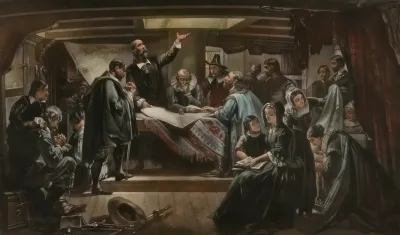 Edwin White Signing Of The Compact In The Cabin Of The Mayflower