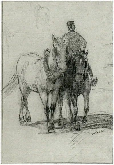 Een Man Te Paard Leidt Een Tweede Paard 2