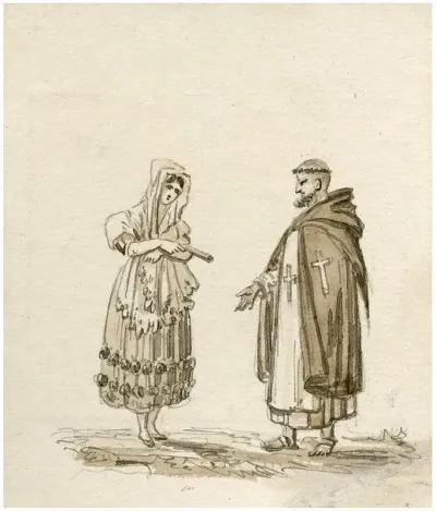Een Monnik En Een Vrouw In Spaanse Klederdracht
