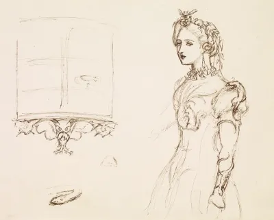 Effie Ruskin Wearing A Dress Decorated With Natural Ornament