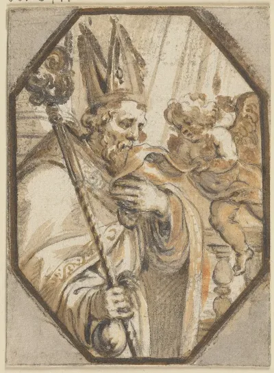Ein Engel Bringt Einem Bischof Die Windeln Christi