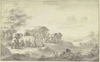 Ein Mit Sacken Beladener Lastwagen Auf Dem Feld Unter Einem Baum