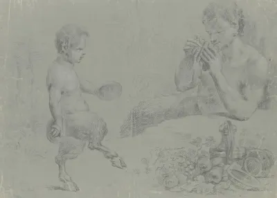 Ein Satyr Blast Einem Satyrknaben Zum Tanz