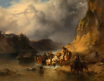 Ein Schiffszug Auf Der Donau