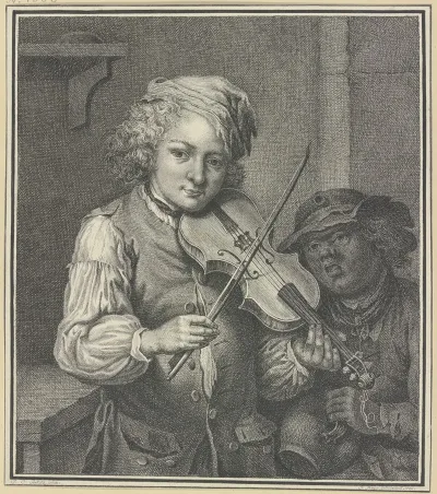 Ein Violinspielender Und Ein Singender Savoyardenknabe
