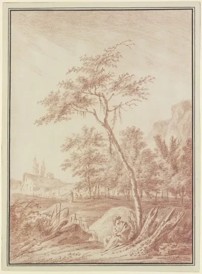 Eine Figur Unter Einem Baum Sitzend