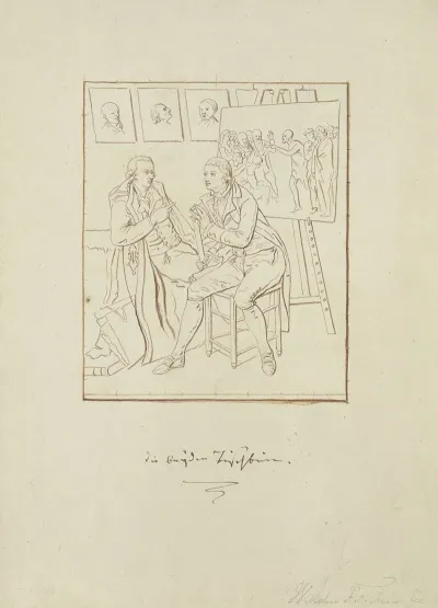 Einer Den Anderen Gemalt Der Kunstler Mit Seinem Bruder Heinrich Jacob Tischbein Im Atelier