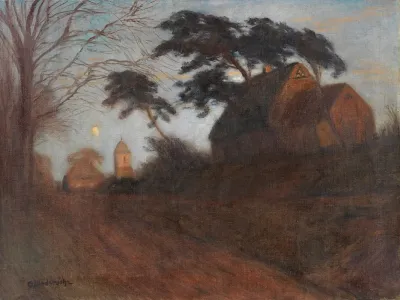 Eingang Von Worpswede Abend In Worpswede Mit Der Alten Schmiede Von Strus