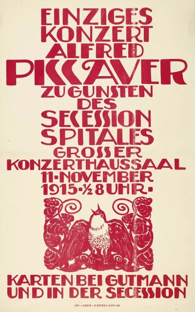 Einziges Konzert Alfred Piccaver Zu Gunsten Des Secessions Spitales