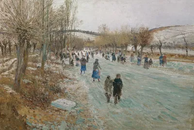 Eislaufer Auf Der Thaya Bei Lundenburg