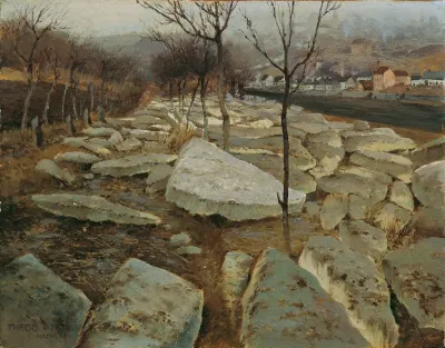 Eisschollen Am Ufer Der Thaya