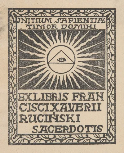 Ekslibris Ksiedza Franciszka Ksawerego Rucinskiego 1877 1946