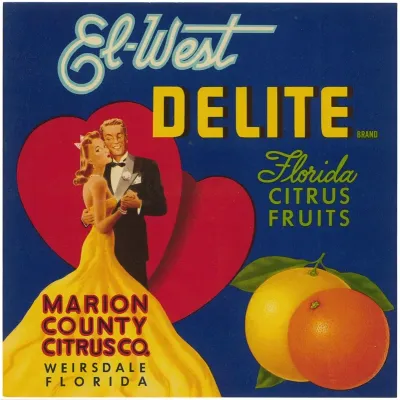 El West Delite Brand Florida Citrus Fruit Label