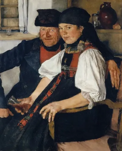 Elderly Farmer And Young Girl