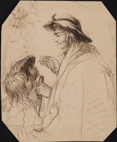 Elderly Woman Talking With Two Children