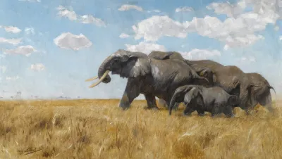 Elefanten Auf Der Wanderung Elephants On The Move