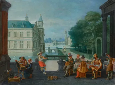 Elegant Company In A Courtyard