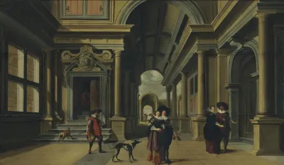 Elegant Figures In A Courtyard