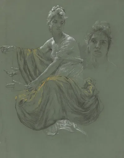 Elegant Young Woman In Classical Drapery