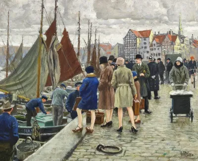 Elegante Damer Med Klokkehatte Kober Fisk