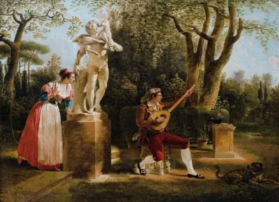 Elegante Listening To A Guitar Player In A Park In Rome