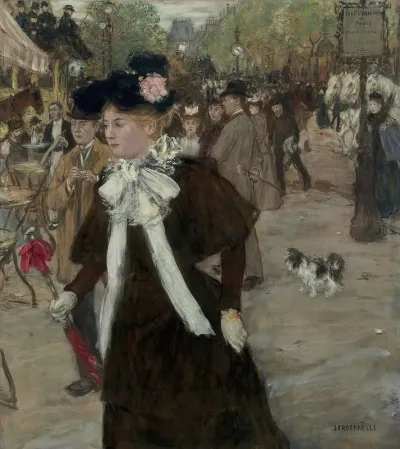 Elegante Sur Le Boulevard Des Italiens Paris