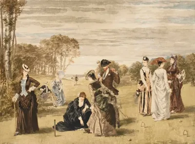 Elegants Jouant Au Croquet
