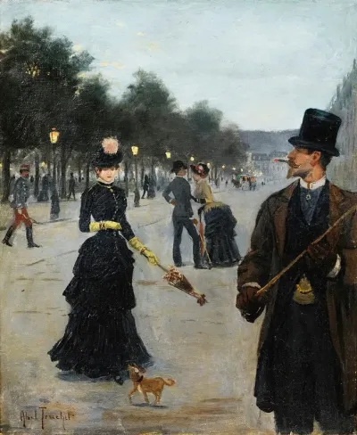 Elegants Wandering In Paris