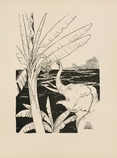 Elephants Chiild Going To Pull Bananas Off The Banana Tree