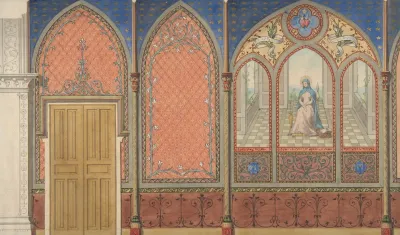Elevation Of A Church Or Chapel With Designs For Ornament And A Painted Triptych Of The Virgin Mary