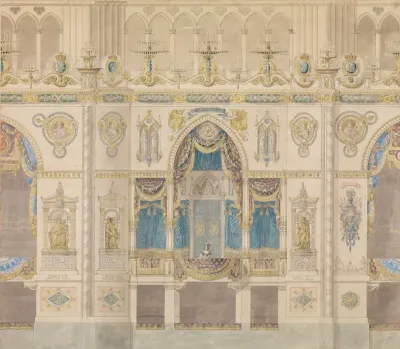 Elevation Of Reims Cathedral With The Royal Box For The Coronation Of Louis Xviii