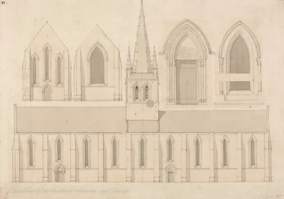 Elevation Of The Church Of Columbiers Near Valognes Normandy