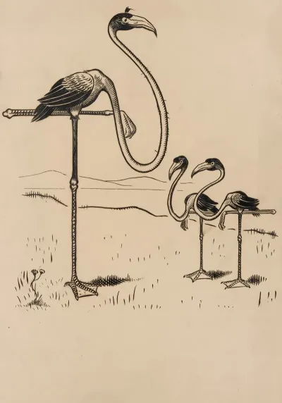 Eleven Comic Strip Frames Of Flamingo Shaping Figures With Its Long Neck Pl 1