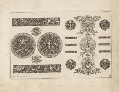 Eleven Ornaments With Cherubs Animals And Prints