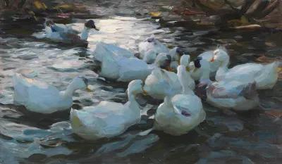 Elf Enten Im Wasser