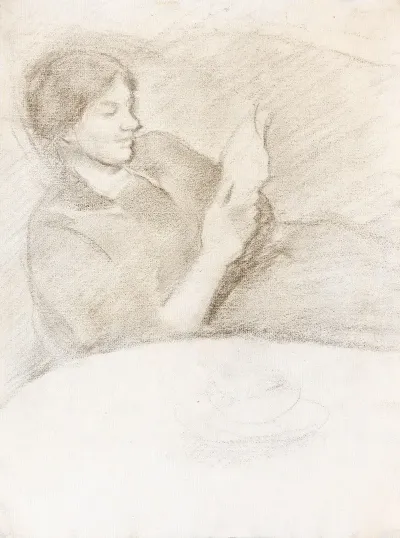 Elisabeth Mit Tasse Lesend