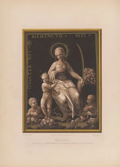 Email Peint Grisaille Rehaussee Dor A Carnations Teintees La Vierge Et Lenfant