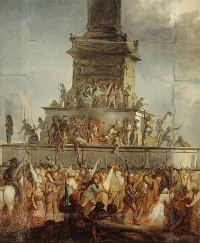 Embrasement Du Trone De Louis Philippe Place De La Bastille Le 24 Fevrier 1848