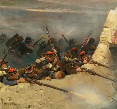 Embusques Derriere Un Mur Fantassins De La Ligne A Fragment From The Panorama Of The Battle Of Champigny