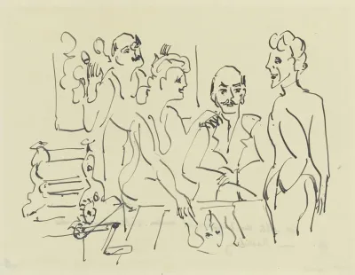Emil Nolde Ada Nolde Erich Heckel Und Ernst Ludwig Kirchner Bei Der Vorbereitung Eines Holzschnittes