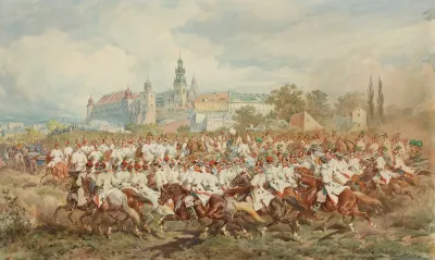 Emperor Franz Joseph I Surrounded By The Krakow Banderia Supplied By Adam Tanski At Blonia During The Ceremonial Entry To Krakow On 1 September 1880