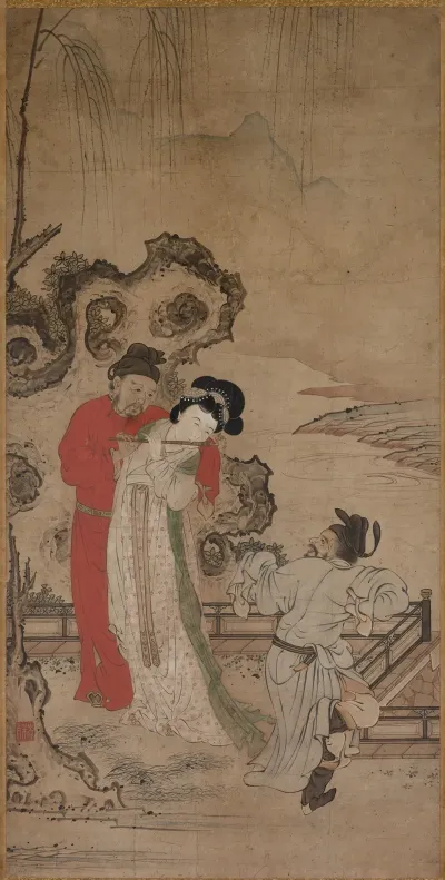 Emperor Minghuang Teaching Yang Gueifei To Play The Flute