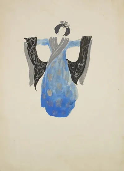 Emperors New Clothes Blue Dress With Silver Neckline And Print